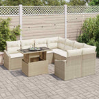 Gartensofa-set mit Kissen 9 pcs Beige und Creme Poly-Rattan