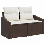 Gartensofa-set mit Kissen 5 pcs Braun und Creme Poly-Rattan