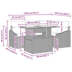 Gartensofa-set mit Kissen 5 pcs Hellgrau Poly-Rattan
