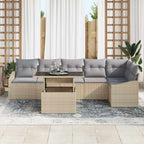 Garten-Sofa-Set mit Kissen 7 pcs Beige und Hellgrau