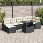 Gartensofa-set mit Kissen 8 pcs Schwarz und Creme Poly-Rattan