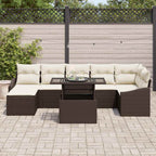 Gartensofa-set mit Kissen 8 pcs Braun und Creme Poly-Rattan
