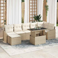Gartensofa-set mit Kissen 8 pcs Beige und Creme Poly-Rattan