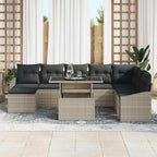 Sofa Set mit Kissen mit Speicher 9 pcs Hellgrau Poly-Rattan