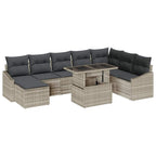 Sofa Set mit Kissen mit Speicher 9 pcs Hellgrau Poly-Rattan