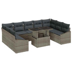 Sofa Set mit Kissen 10 pcs Grau Poly-Rattan