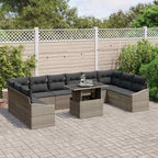 Sofa Set mit Kissen 11 pcs Grau Poly-Rattan