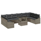 Sofa Set mit Kissen 11 pcs Grau Poly-Rattan