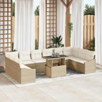 Sofa Set mit Kissen 11 pcs Beige und Creme Poly-Rattan
