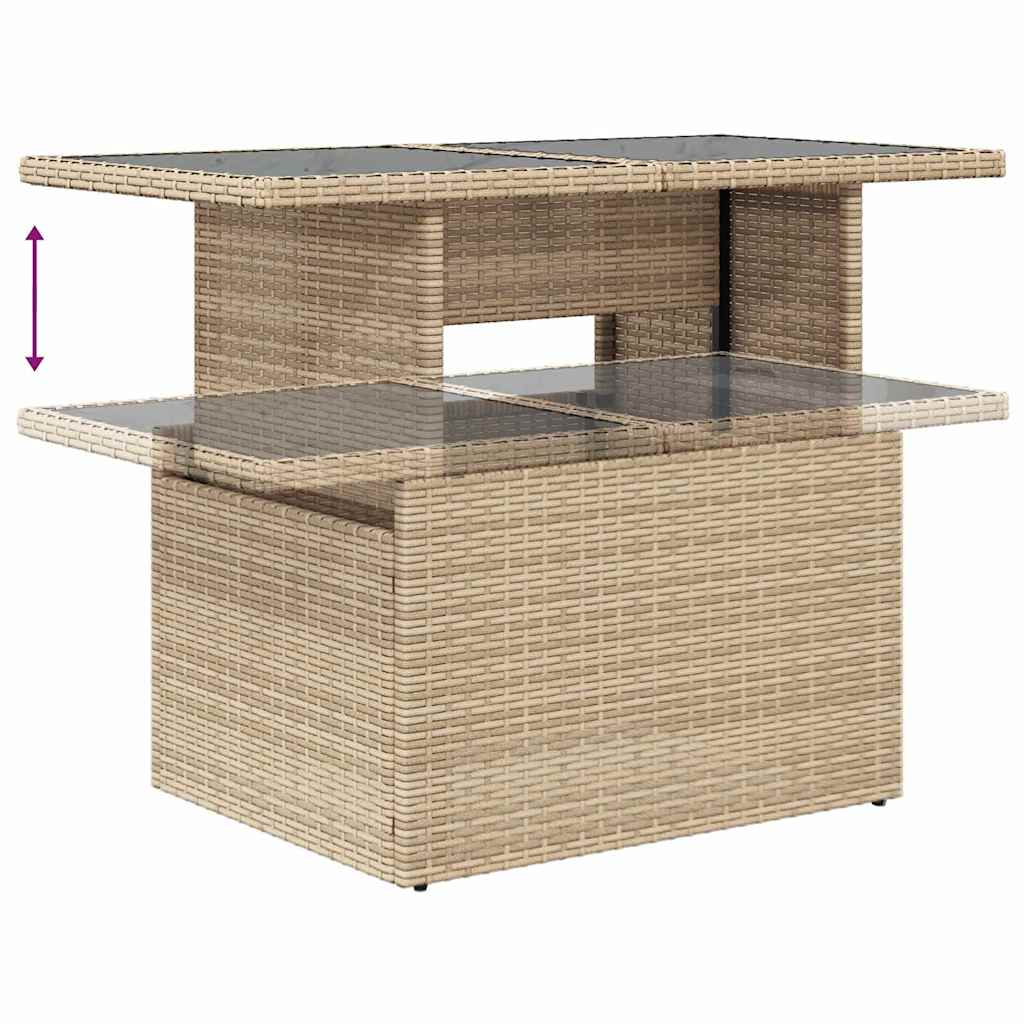Sofa Set mit Kissen 5 pcs Beige und Hellgrau Poly-Rattan