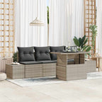 Sofa Set mit Kissen 5 pcs Hellgrau Poly-Rattan