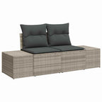 Sofa Set mit Kissen 5 pcs Hellgrau Poly-Rattan