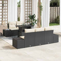 Sofa Set mit Kissen 6 pcs Schwarz und Creme Poly-Rattan