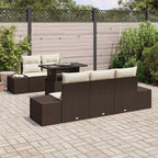 Sofa Set mit Kissen 6 pcs Braun und Creme Poly-Rattan