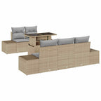 Sofa Set mit Kissen 6 pcs Beige und Hellgrau Poly-Rattan