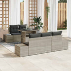 Sofa Set mit Kissen 6 pcs Hellgrau Poly-Rattan