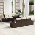 Sofa Set mit Kissen 7 pcs Braun und Creme Poly-Rattan