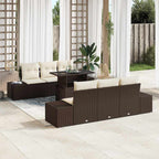 Sofa Set mit Kissen 7 pcs Braun und Creme Poly-Rattan