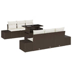 Sofa Set mit Kissen 7 pcs Braun und Creme Poly-Rattan