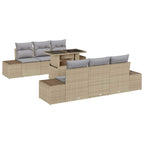 Sofa Set mit Kissen 7 pcs Beige und Hellgrau Poly-Rattan