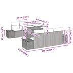 Sofa Set mit Kissen 7 pcs Beige und Hellgrau Poly-Rattan
