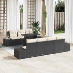 Sofa Set mit Kissen 8 pcs Schwarz und Creme Poly-Rattan