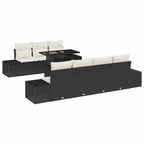 Sofa Set mit Kissen 8 pcs Schwarz und Creme Poly-Rattan