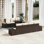 Sofa Set mit Kissen 8 pcs Braun und Creme Poly-Rattan