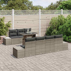 Sofa Set mit Kissen 8 pcs Grau Poly-Rattan