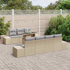 Sofa Set mit Kissen 8 pcs Beige und Hellgrau Poly-Rattan