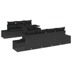 Sofa Set mit Kissen 8 pcs Schwarz Poly-Rattan