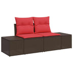 Sofa Set mit Kissen 8 pcs Braun und Rot Poly-Rattan