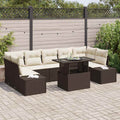 Sofa Set mit Kissen 8 pcs Braun und Creme Poly-Rattan