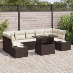 Sofa Set mit Kissen 8 pcs Braun und Creme Poly-Rattan
