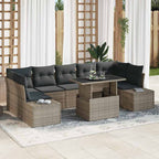 Sofa Set mit Kissen 8 pcs Grau Poly-Rattan