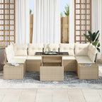 Sofa Set mit Kissen 8 pcs Beige und Creme Poly-Rattan