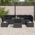 Sofa Set mit Kissen 8 pcs Schwarz Poly-Rattan