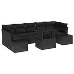 Sofa Set mit Kissen 8 pcs Schwarz Poly-Rattan