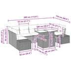 Gartensofa-set mit Kissen 8 pcs Braun und Rot Poly-Rattan