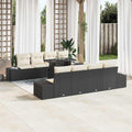 Gartensofa-set mit Kissen 9 pcs Schwarz und Creme Poly-Rattan
