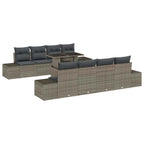 Gartensofa-set mit Kissen 9 pcs Grau Poly-Rattan