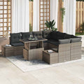 Gartensofa-set mit Kissen 9 pcs Grau Poly-Rattan