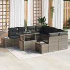 Gartensofa-set mit Kissen 9 pcs Grau Poly-Rattan