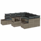 Gartensofa-set mit Kissen 9 pcs Grau Poly-Rattan