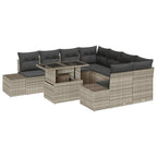 Gartensofa-set mit Kissen 9 pcs Hellgrau Poly-Rattan