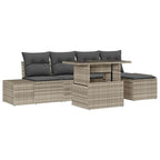 Gartensofa-set mit Kissen 6 pcs Hellgrau Poly-Rattan