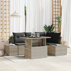 Gartensofa-set mit Kissen 5 pcs Hellgrau Poly-Rattan