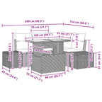 Gartensofa-set mit Kissen 6 pcs Braun und Rot Poly-Rattan