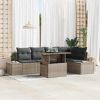 Garten-Sofa-Set mit Kissen 6 pcs Grau Poly Rattan