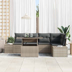 Garten-Sofa-Set mit Kissen 6 pcs Grau Poly Rattan